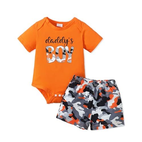NZRVAWS Newborn Baby Boy Clothes Letter Printed Romper Shorts Summer Infant Outfits Camo Clothing Set 0 3 6 9 12 Months