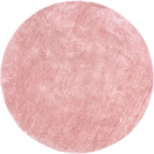 Nuloom Loni Cozy Plush Solid Pet Friendly Premium Machine Washable Shag Area Rug, Round 6', Pink