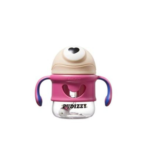 Bc Babycare Pudizzy Baby Sippy Cup, with Strap & Weighted Ball & Straw, Easy Grip, Durable Tritan, 7 oz, Pink