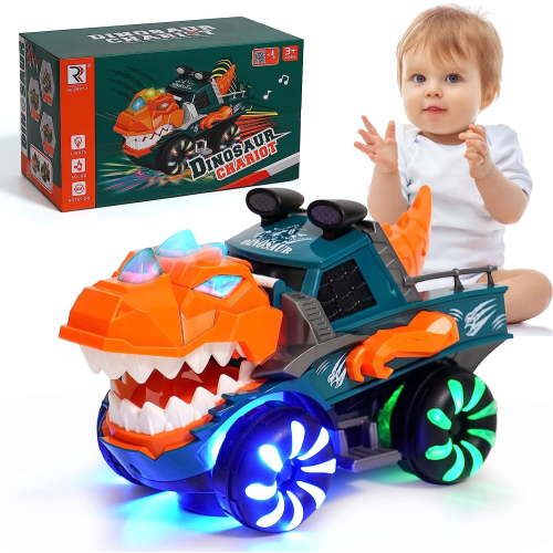 Suorfoxs Dinosaur Monster Truck with Flashing Lights Music Roaring Sound for Kids 3-6 Years