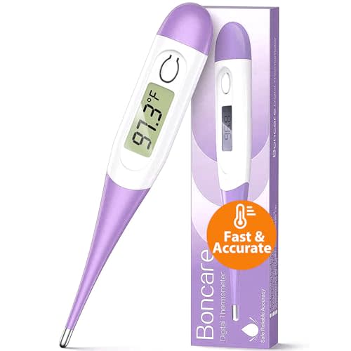 Boncare 10 Seconds Oral Thermometer for Adults and Kids - Accurate & Safe Rectal Thermometer for Baby with Fever Alarm, Digital Thermometer (Purple)