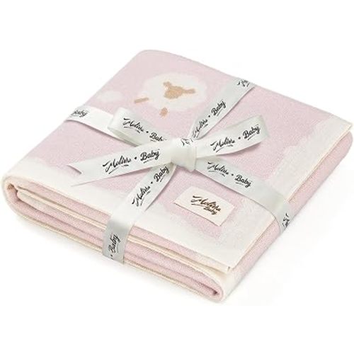 Luxe Merino Wool Cotton Baby Blanket Ultra-Soft, Temperature-Regulating Swaddle Blanket for Newborns, Receiving Blanket, and Nursery Throw 29.5" x 37.4", Machine Washable