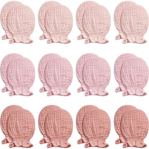 Pro Goleem Muslin Baby Mittens for Newborn, 100% Cotton No Scratch Soft Breathable Gloves for Boys and Girls 0-6 months