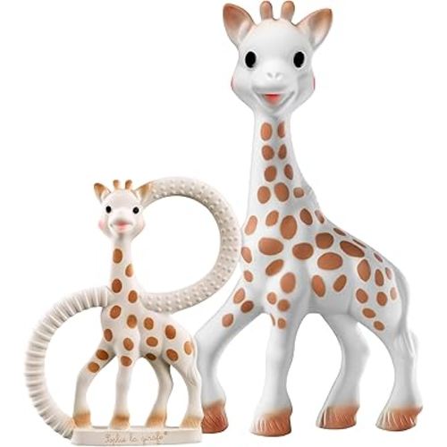 Sophie la girafe Classical Creation Birth Set #1 | Gift Set Includes Gift Bag, Card, Sophie la girafe & Teething Ring | Handcrafted in France | Made from Natural Rubber | Designed for Teething Babies