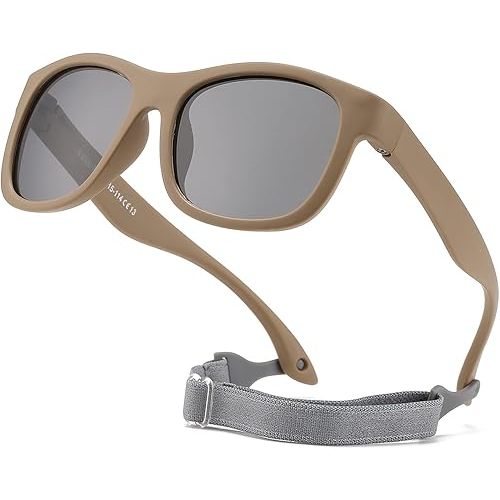 Polarized Baby Sunglasses for Toddler Boys Girls, TPEE Flexible Frame with Strap, for Infant Age 0-3