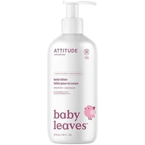 ATTITUDE Baby Lotion for Face & Body, Unscented, EWG Verified, 16 Fl Oz