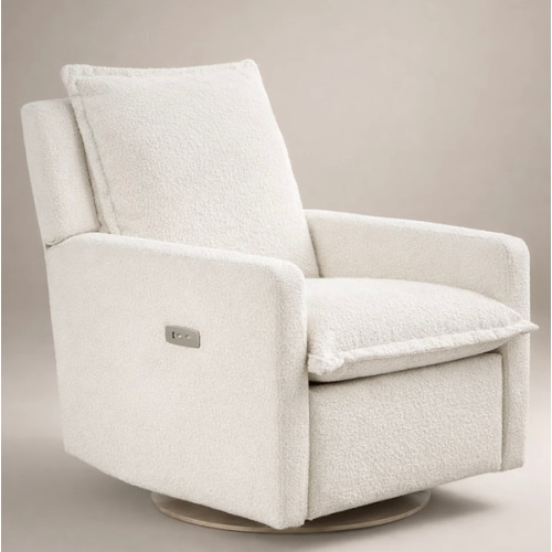 High Performance Bouclé Oyster | Flynn | Swivel Nursery Recliner | Oilo™ Studio