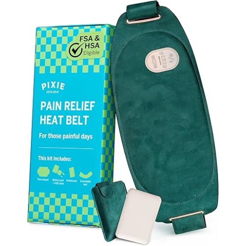 Pixie Period Heating Pad for Cramps - Thinnest Wearable Heating Pad for Feminine Care - Unnoticeable Under Clothes - Best Portable Heat Belt for Menstrual Pain Relief - FSA Eligible and HSA Eligible