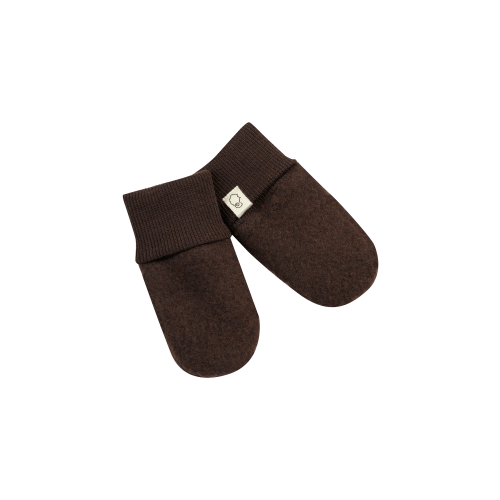 Baby merino wool fleece mittens in Coffee