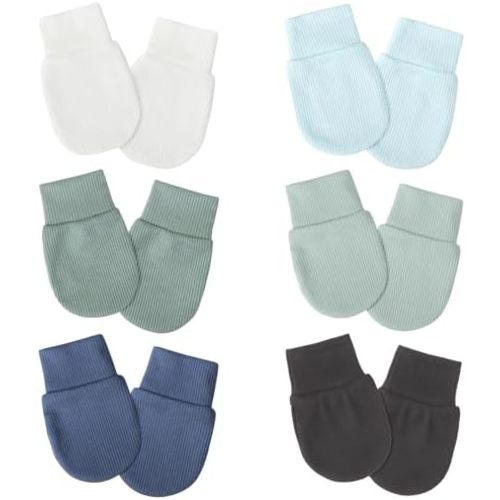 AQOKKA Newborn Baby Mittens No Scratch Elastic Wrist Gloves Infant Toddler Mittens for Baby Boy Girl 0-6 Months