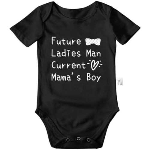 Future Ladies Man Current Mama's Boy Bodysuit, Gender Neutral Baby Clothes, Infant Short Sleeve Jumpsuit Outfits