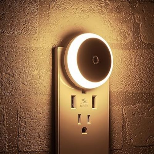 myCozyLite LED Night Lights Plug into Wall, Dusk to Dawn Sensor, Warm Hue, Plug in Night Light, Automatic Dimming, 2 Pack Night Lights for Kids, Adults, Hallways, Stairway, Kitchen, Bathroom, Bedroom