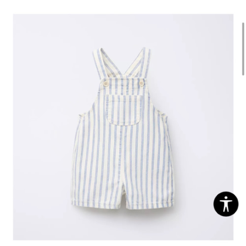 STRIPED TWILL OVERALL SHORTS - Ecru | ZARA United States