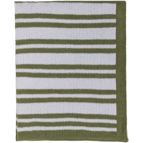 Living Textiles Chenille Knitted Blanket - Sage Stripes