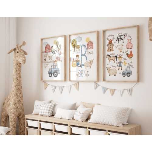 Personalized Farm Animal Nursery Prints: Mix & Match Decor