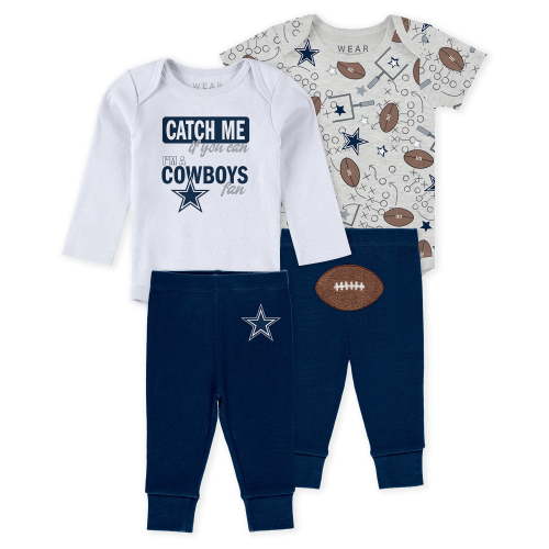 Infant & Newborn WEAR by Erin Andrews Dallas Cowboys Three-Piece Turn Me Around Bodysuits & Pant Set
