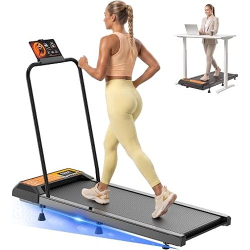 Under Desk Treadmill with Incline, Portable Walking Pad with Handlebar