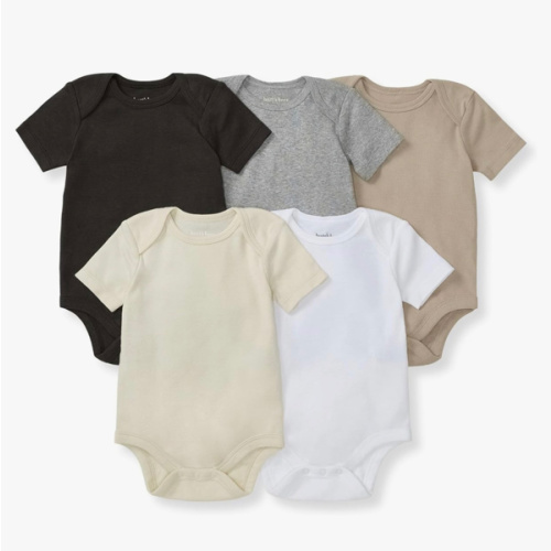 Burt's Bees Baby Unisex Bodysuits, Short Sleeve Organic Sleepwear, 5-Pack
