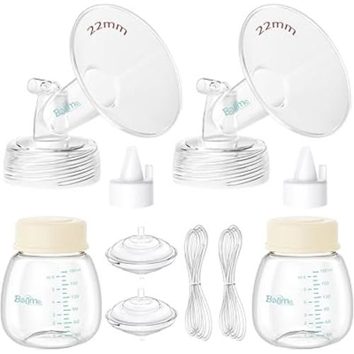 Breast Pump Parts Compatible with Spectra S1/S2/9 Plus, Not Original Accessories, Full Set Replacements Include 22mm Flanges, Valves, Backflow Protectors (Duckbills Included), Tubings and Bottles
