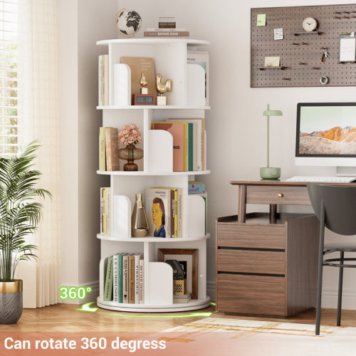 Hildelind Rotating Bookshelf 4 Tier 360° Revolving Floor Standing Bookcase