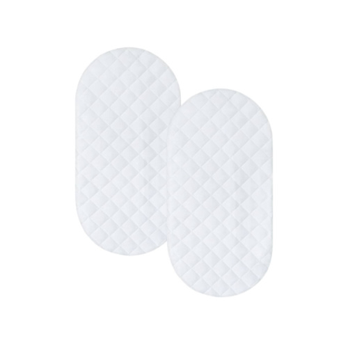 Bassinet Mattress Pad Cover Fit for Hourglass/Oval Bassinet Mattress, Waterproof Bassinet Mattress Protector Quilted Bassinet Sheets (32"x17") 2 Pack for Boys Girls, White