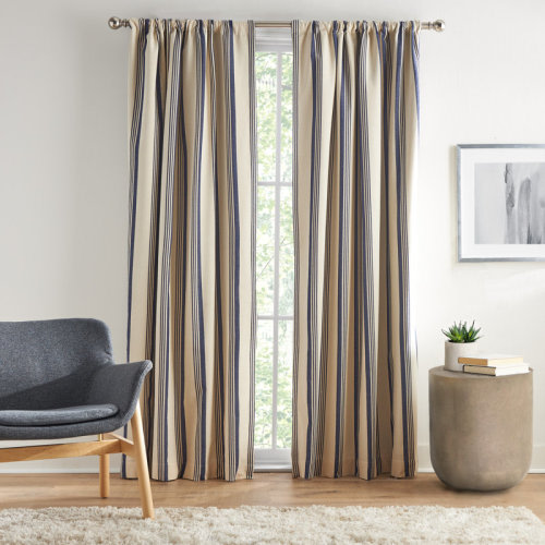 Tommy Hilfiger 100% Cotton Striped Blackout Thermal Rod Pocket Curtain Panels (Set of 2) & Reviews | Wayfair