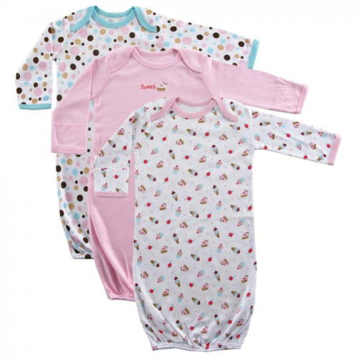 Luvable Friends Infant Girl Cotton Gowns, Pink Dessert