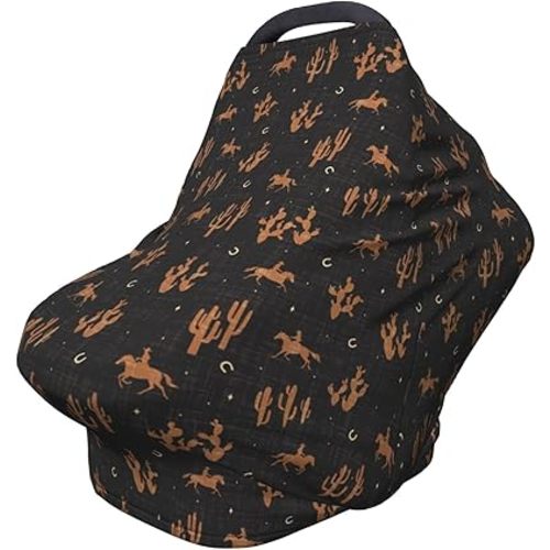 Western Car Seat Canopy, Baby Breastfeeding Cover, Multi Use Baby Stroller and Carseat Cover, Boys and Girls Shower Gifts