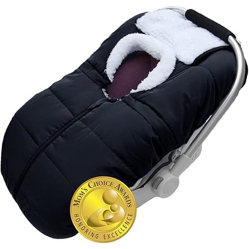Mom's Choice Awards Winner-TSAYAWA Winter Baby Infant Car Seat Cover-Keep Babies Warm Carseat Bunting Bag/Blanket for Newborn-Cold Weather Insulated Windproof Carrier Canopy for Travel (Black)