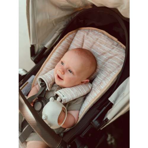 Redsbaby Nuvo/Onix Reversible Pram Liner – Ready to Ship – Palm Beach Beige Stripe / Natural Linen