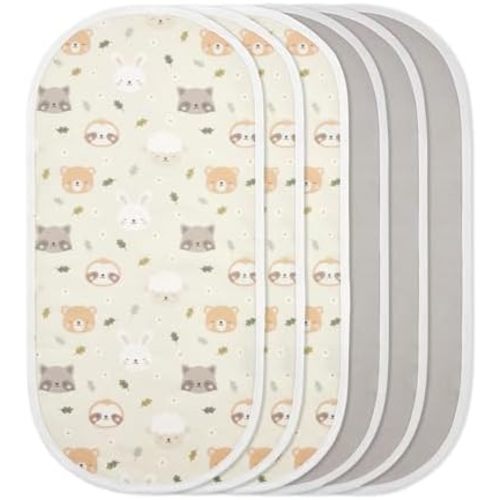 TILLYOU Waterproof Changing Pad Liners 6 Pack, 100% Cotton Reusable Cloth Diaper Liners, Pet