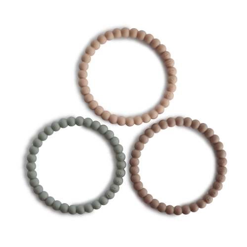 pearl teething bracelet 3-pack - clary sage/tuscany/desert sand