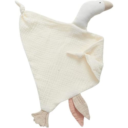 FOMUNI Baby Muslin Lovey Knit Newborn Babies Security Blankets Goose Lovie Cuddly Comforter Safe Loveys for Infant Boy Girl, White