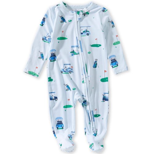 Angel Dear Baby Boys Long Sleeve Vintage Golf Zipper Footed Coverall