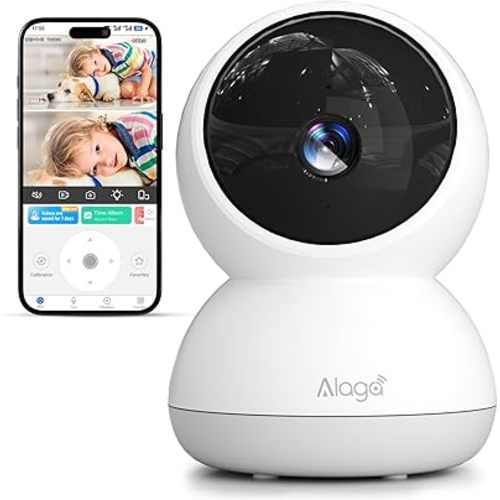 Alaga 3K Indoor Security Camera,5G and 2.4G WiFi,360° Pan and Tilt,AI Human Pet MotionDetection,Night Vision,Two-Way Audio,Compatible with Alexa & Google Assistant,Free 64G SD Card