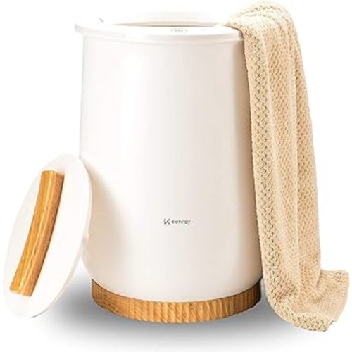 Keenray Bucket Style Towel Warmers, Luxury Bucket Towel Warmer, Large Towel Warmer for Bathroom, Auto Shut Off, Fits Up to Two 40"X70" Oversized Towels, Bathrobes, Blankets, PJ's and More, White, CL1
