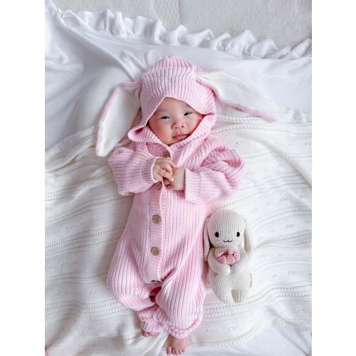 Bunny Knit Jumpsuit - Powder Pink
