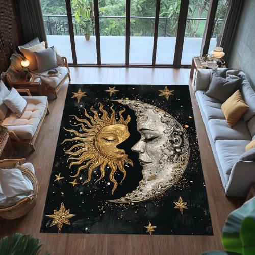 Gothic Sun and Moon Rug: Washable Celestial Witchy Carpet