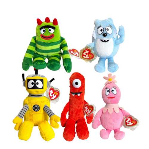 Ty Beanie Babies Yo Gabba Gabba Characters Plex, Foofa, Muno, Brobee, Toodee