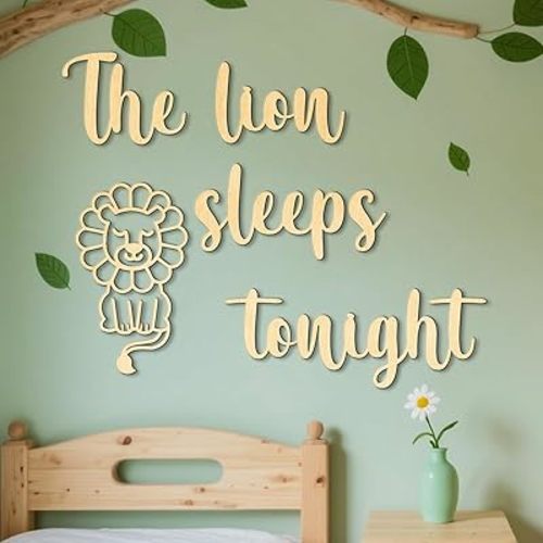 Safari Nursery Decor-The Lion Sleeps Tonight Wooden Sign - Boho Theme for Boys Room, Baby Room, Farmhouse