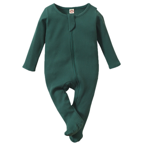 0-3M Newborn Baby Footie Pajamas Zipper Front Infant Cotton One-piece Sleeper Pjs Newborn Footed Sleep Play
