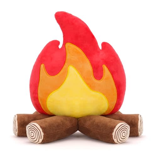 FunisFun Campfire Plush Toys, Fake Fire Firewood Plush Pillow - Realistic Flameless Campfire Decor for Adults, Cozy Home Office Room Decoration, Camping Enthusiast Gift Idea