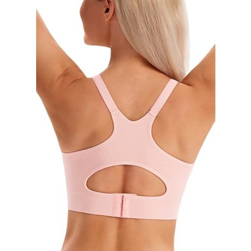 Angelhood Nursing Bras for Breastfeeding, Ribbed Nursing Sports Bra Yoga Maternity Bras Pregnancy Sleep Bralette