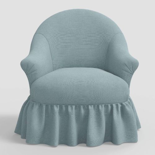 Meredith Ruffled Skirt Swivel Accent Chair in Classic Linen Seaglass - Threshold™ designed with Studio McGee