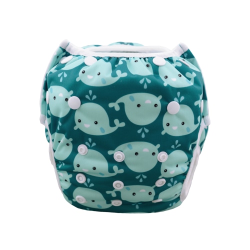 ALVABABY Reusable Swim Diaper - Adjustable One Size Swimwear for Infants & Toddlers (Cute Blue whale SW18A)