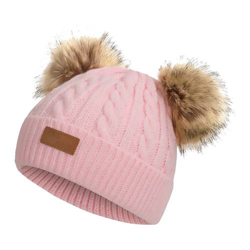 Otqutp 0-3 Years Baby Girl Hats Winter Cute Baby Beanie for Cold Weather Girls Boys Knit Baby Hats Warm Toddler Beanie Poms Poms Cap(Pink,0-3 Years)