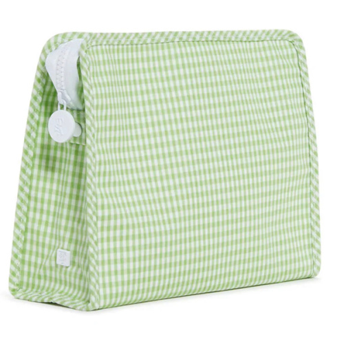 Medium Roadie Zip Pouch, Gingham Leaf Green