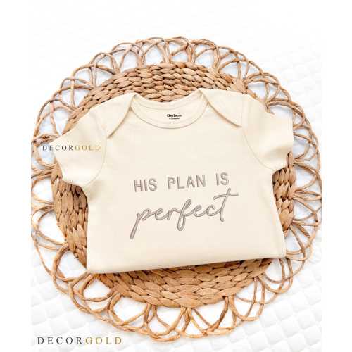 Embroidered His Plan Is Perfect Baby Onesie® Christian Baby Pregnancy Announcement, Christian Baby Bodysuit, Christian Baby Shower Gift