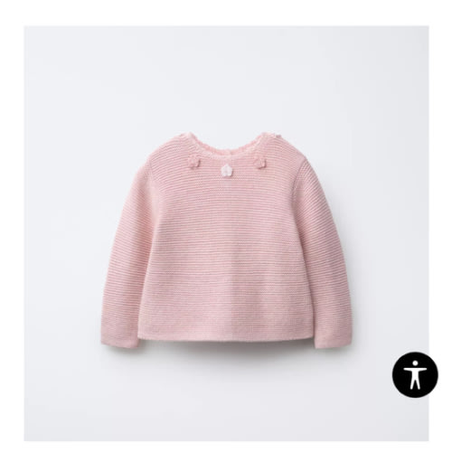 CROCHET FLOWER KNIT SWEATER - Light pink | ZARA United States