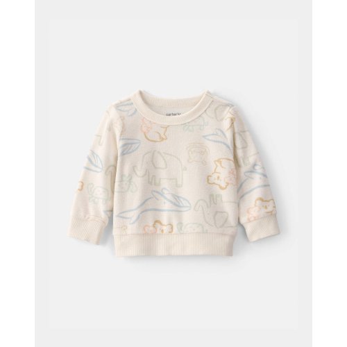 Baby Animal Friends Terry Pullover Sweatshirt - Cream | Carter's